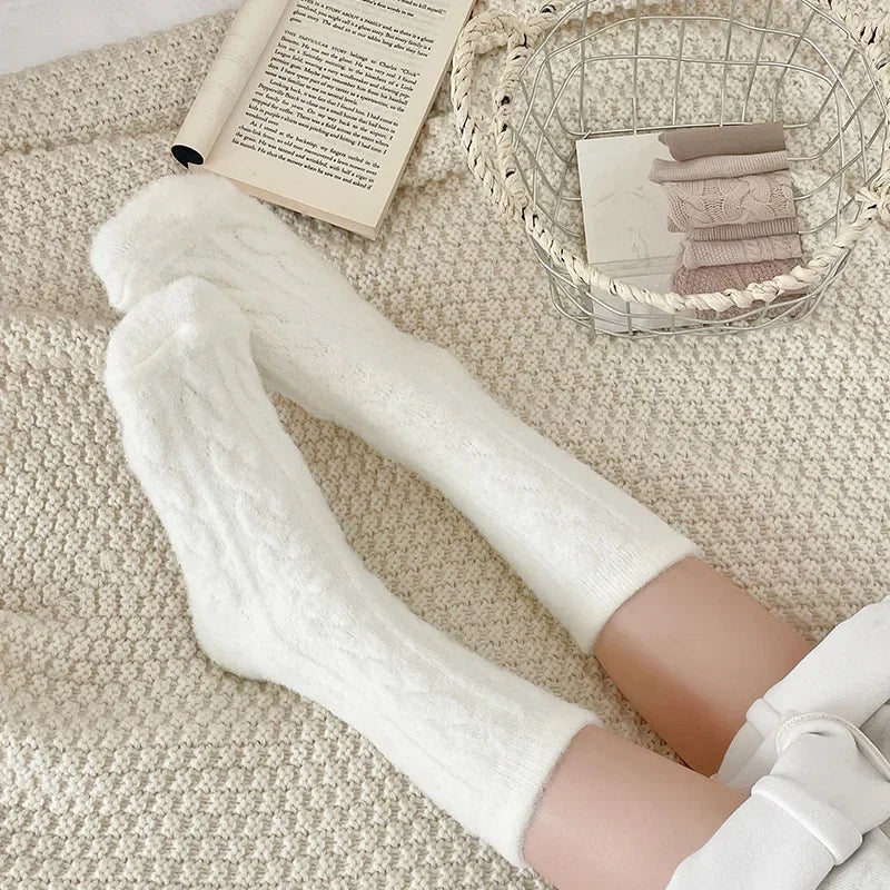 Winter Warm Coral Fleece Socks Women Solid Loose Sleeping Sock Velvet Home Fluffy Stocking Thicken Thermal Sox Calcetines