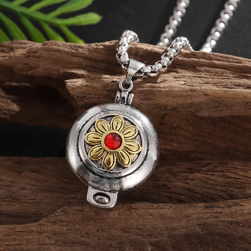 Vintage Buddhist Dharma Vessel Exorcism Vajra Pendant Necklace for Men Necklace Religious Amulet Accessory Gift