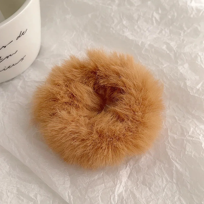 Autumn and Winter Plush Patch Bear Towel Ring Hair Tie Korean Style Hair Accessories Headband Thick High Elastic Hair Rope