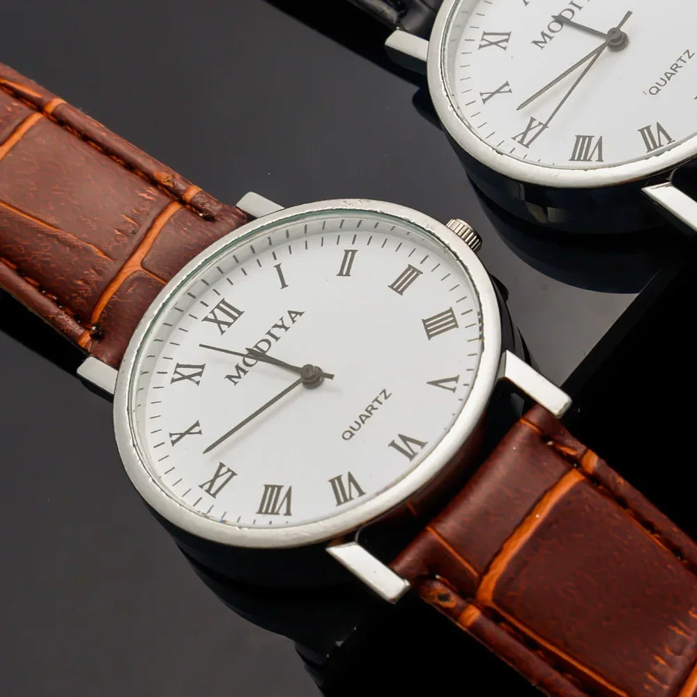 Men's Business Wrist Watch Luxury Leather Strap Analog Watches Ultra Thin Quartz Wristwatch Clock Men Women Casual Simple Watch