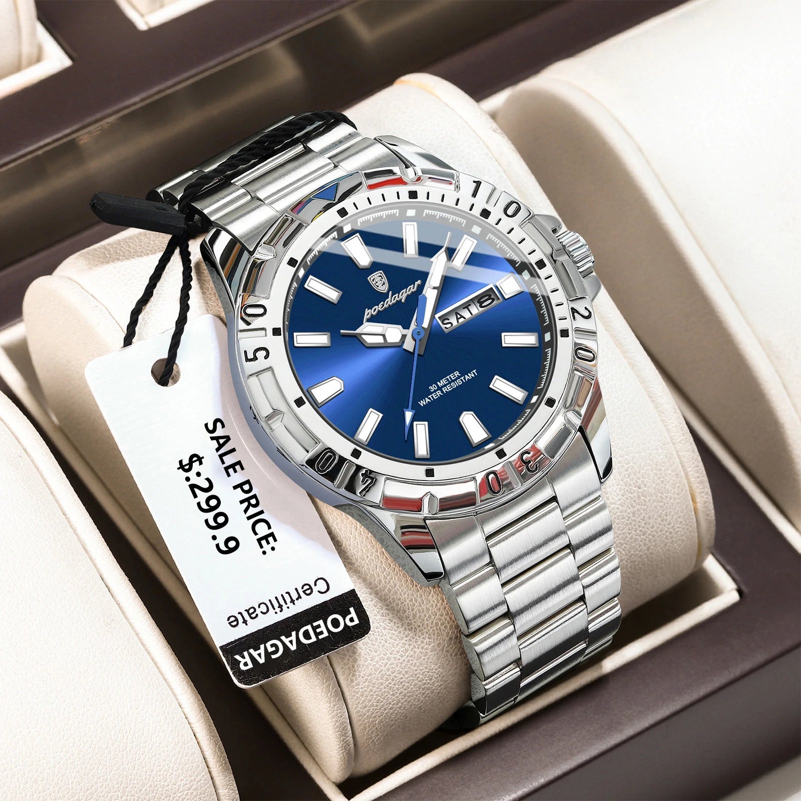 POEDAGAR Luxury Quartz Man Watch Waterproof Luminous Date Week Men Watch Military Stainless Steel Men's Watches Sport Male Clock