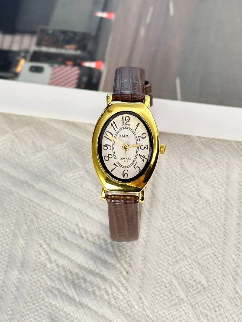 Fashion Oval Dial Women Watches Luxury Leather Strap Retro Ladies Quartz Watch Dropshipping Reloj De Mujer 시계 여성