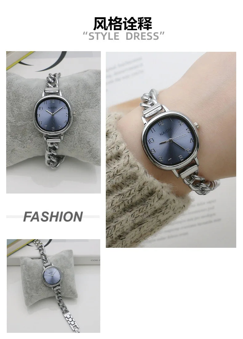 Brand Oval Dial Quartz Watch Korean Version Simple and Fashion Women's Bracelet Wristwatch Luxury Gift Small Green Watches