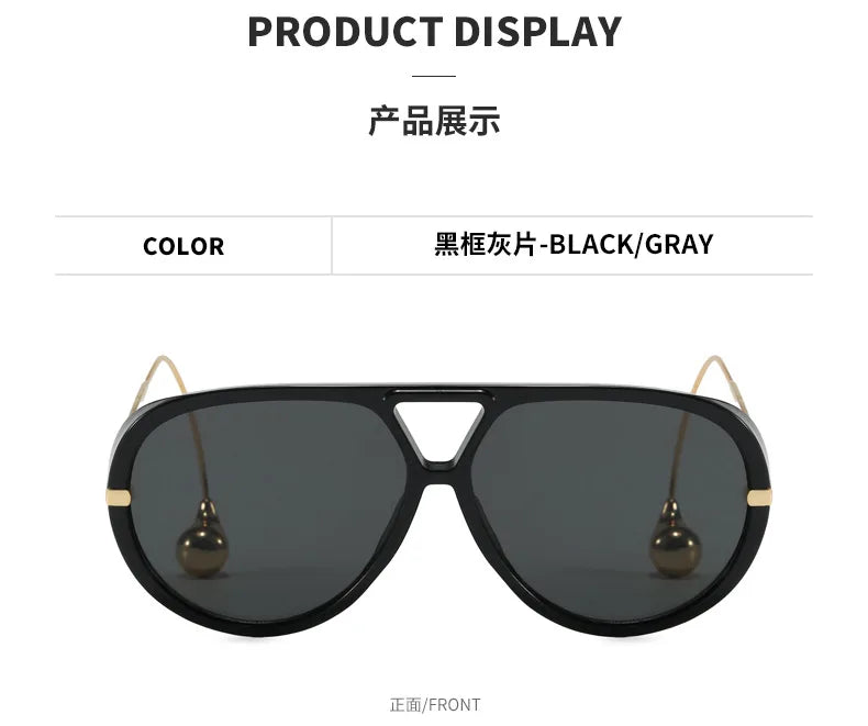 2025 New Oversized Pilot Oval Punk Sunglasses for Women Luxury Vintage Double Beam Sun Glasses Lady Mens Outdoor Eyewear UV400