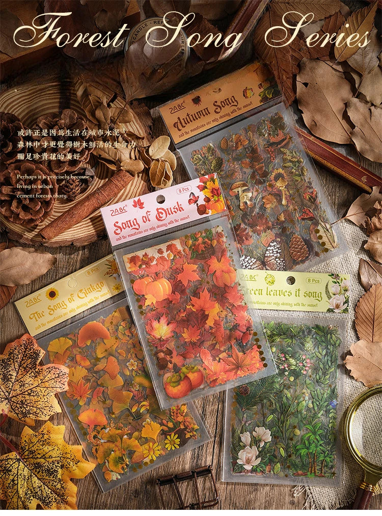 1pack Transparent Flowers Plants PET Decorative Stickers Diary Scrapbooking Material Deco Album Stationery Stickers