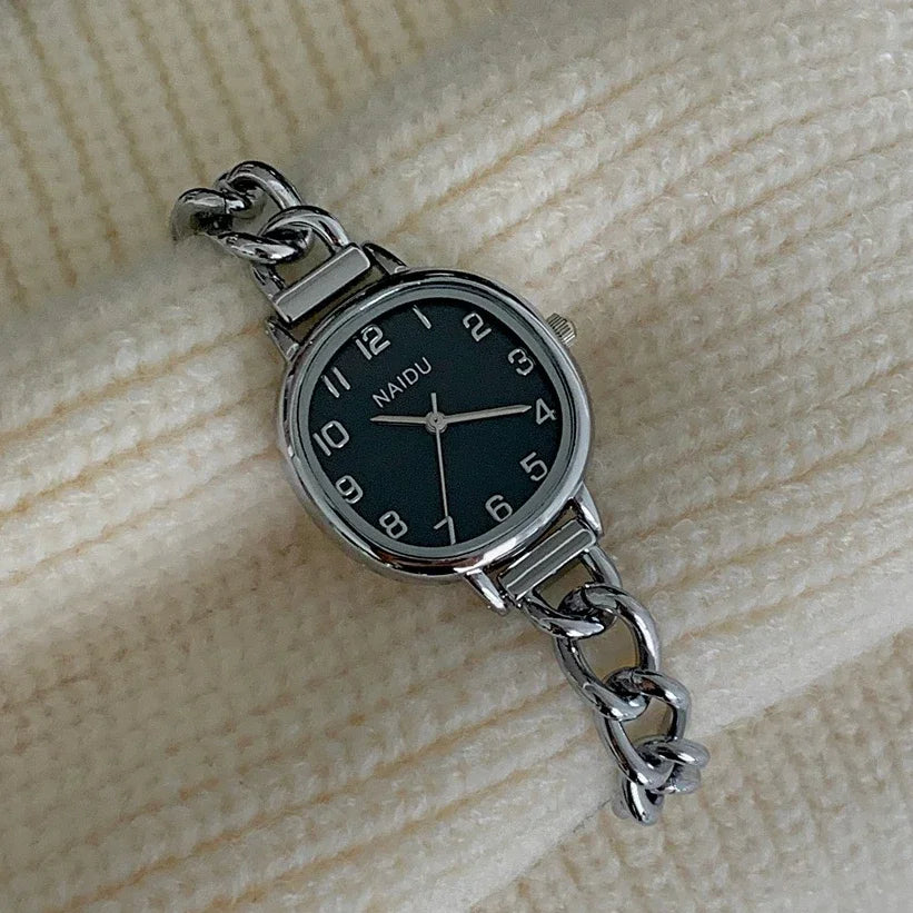 Brand Oval Dial Quartz Watch Korean Version Simple and Fashion Women's Bracelet Wristwatch Luxury Gift Small Green Watches