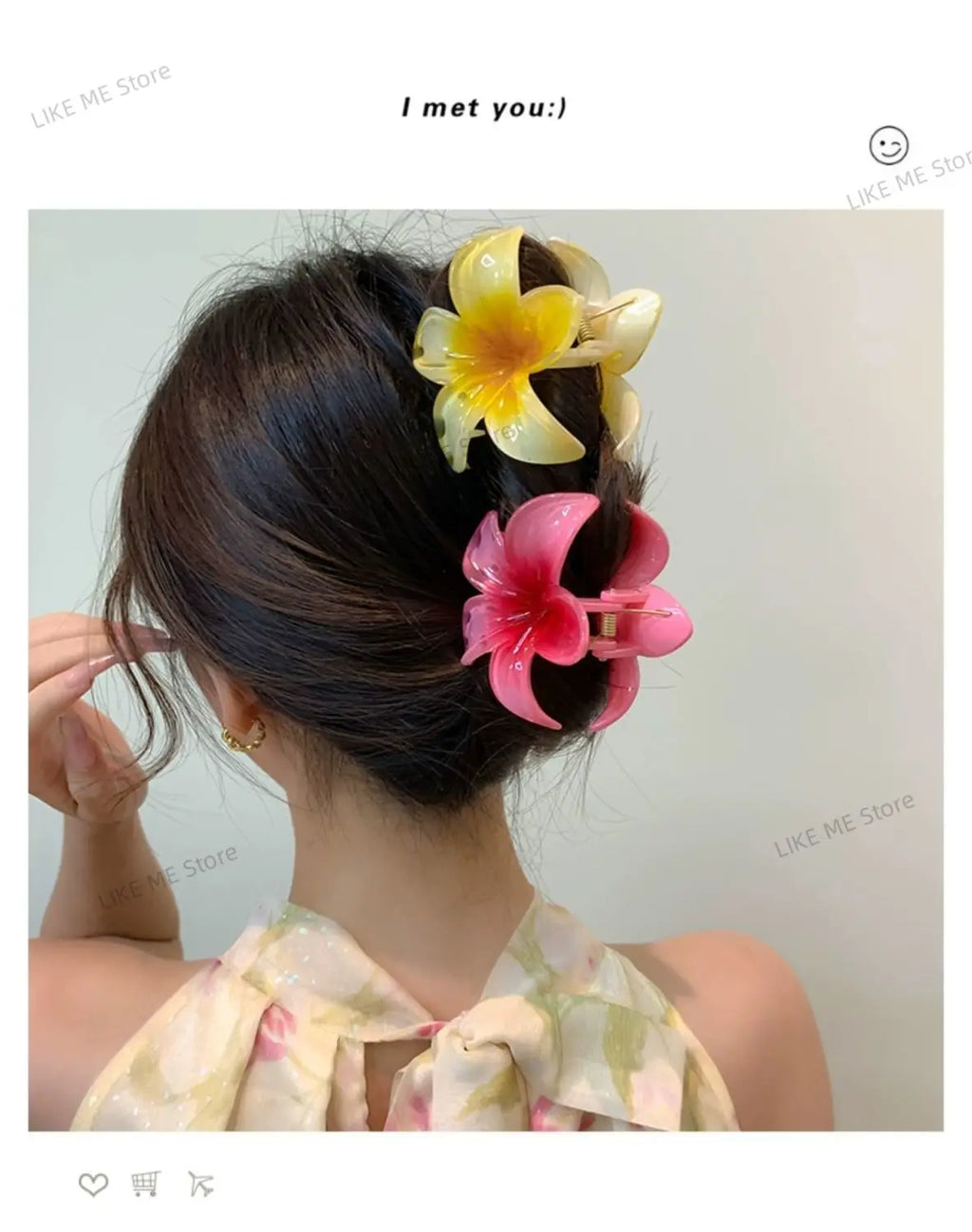 Hawaiian Flower Crab Hair Clips for Women Plumeria Barrettes Large Hair Claw for Thin/Thick Beach Hair Accessories for Girls 8cm
