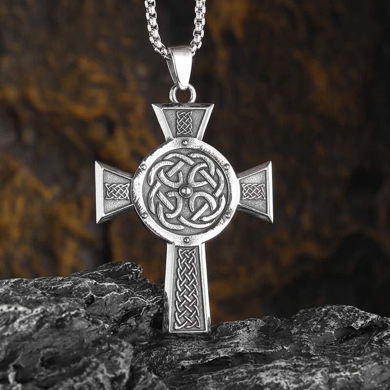 Vintage Catholic Cross Pendant Necklace Men Women Christian Believers Prayer Amulet Jewelry