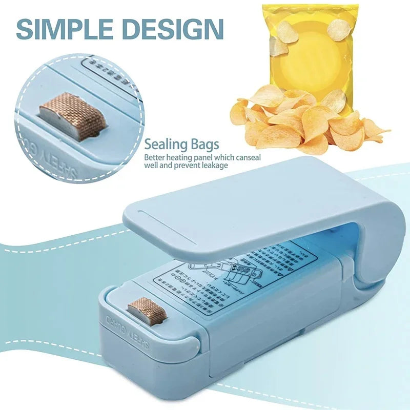Portable Bag Heat Sealer Plastic Package Storage Bag Clip Mini Sealing Machine Handy Sticker Seal for Food Snack Kitchen Gadgets