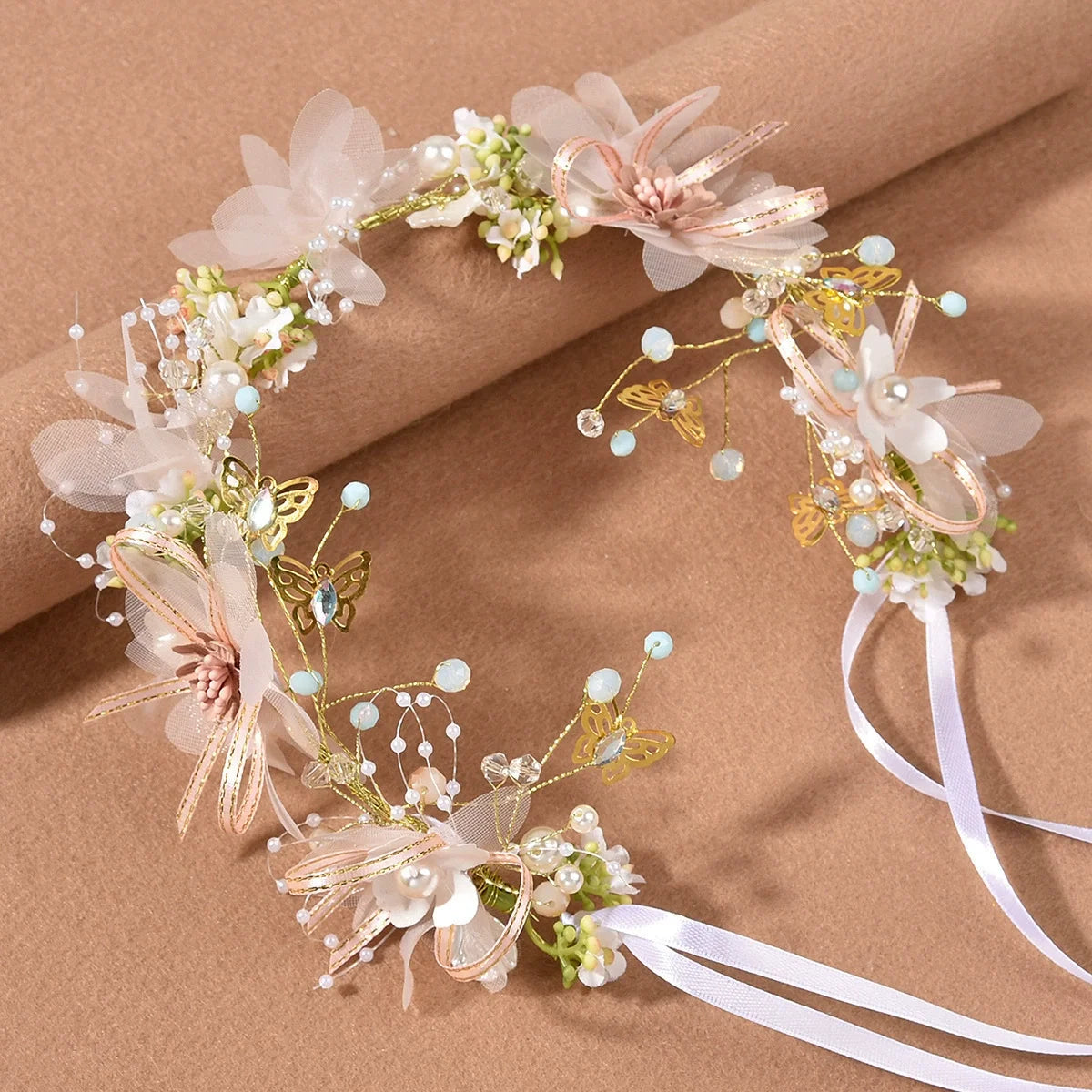 Elegant Girls Headband Imitated Pearl Hair Headdress Baby GirlsFlower Wreath Bride Garland Head Hoop Wedding Headbands Hair