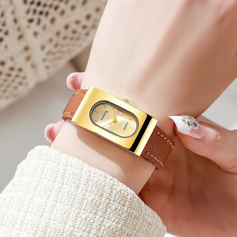 New Brand Women Watch Fashion Rectangular Dial Quartz Watch Simple Leather Strap Luxury Ladies Gift Wristwatches Dropshipping