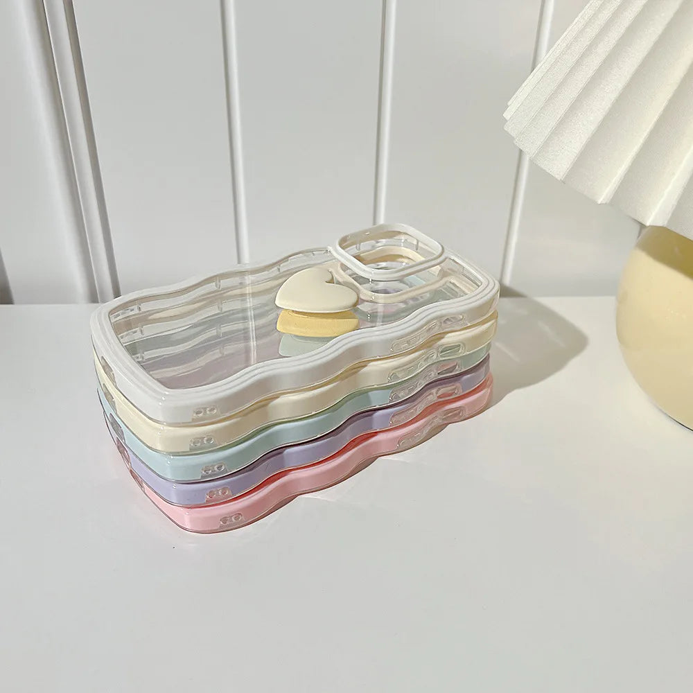 Wave Frame Cover For iPhone 15 11 14 12 13 Pro Max X XR XS Max 7 8 14 15 Plus SE 2020 2022 3D Love Heart Transparent Case Ccover