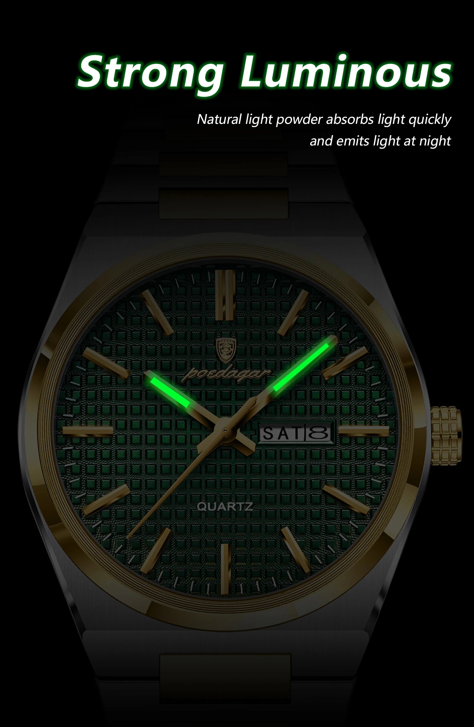 POEDAGAR Luxury Men Watch Date Week Waterproof Luminous Stainless Steel Watch For Man Casual Quartz Men's Watches Male Sport+Box