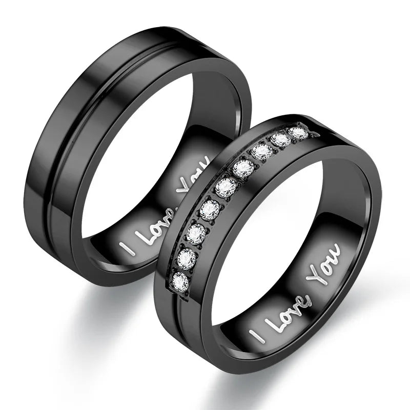Fashion Women Men Titanium Steel Ring Classic Letter I Love You Rings Gold Color Jewelry for Couple Weeding Gift Accessories