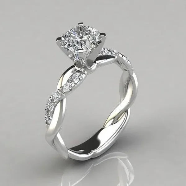 Wedding Engagement Party Gift Rings For Women Silver Color Dimond Ring Bridal Zircon Elegant Fashion Rings Bague Femme