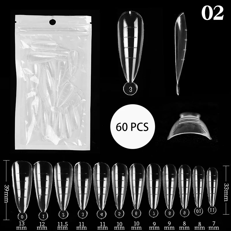 False Nail Tips Extension System Full Cover Sculpted Coffin False Fake Nail Tips DIY Practice Manicure Tools Quick Building Mold