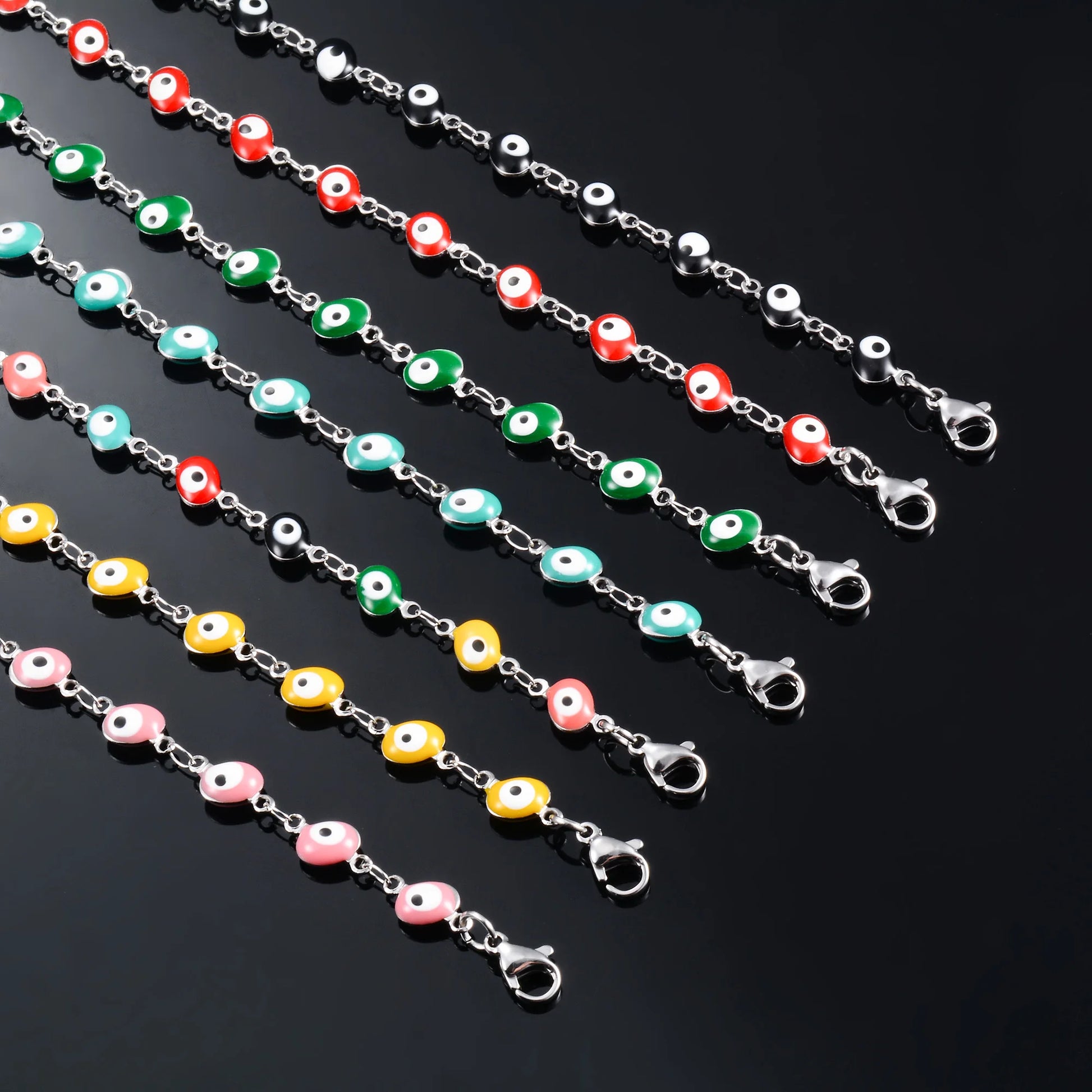 6mm Wide Egg Evil Turkey Eye Chain Stainless Steel Bracelet for Women Girl Ankle Anklet Summer Jewelry Accessories for Hand Foot