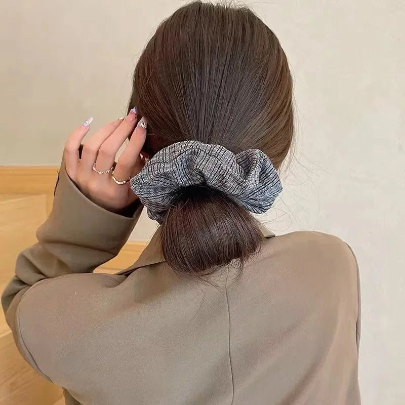 Vintage Fashion Women New Plaid Elastic Hair Bands Elegant Designers Girl Hair Tie Ponytail Hair Accessories