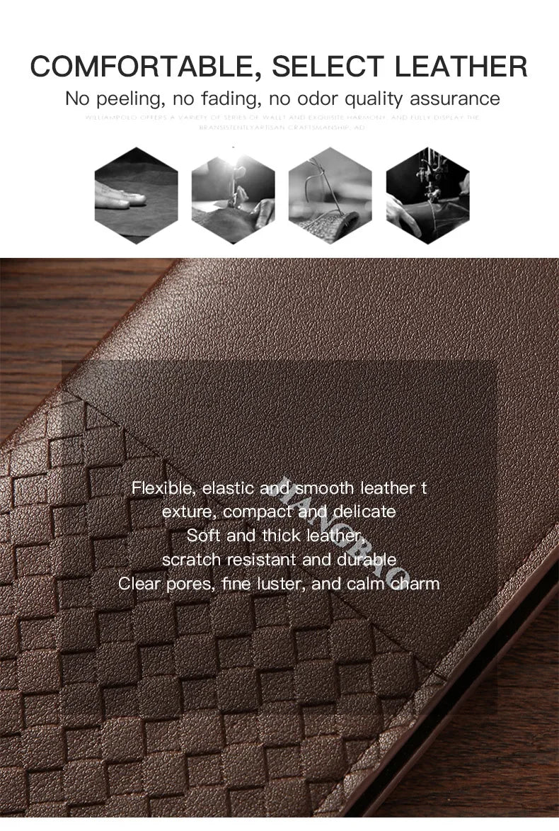 High-quality  Long Wallets for Men Brown Leather Rfid Blocking Bifold Slim Wallet Man Cash Envelope Zipper Coin Pouch  도매