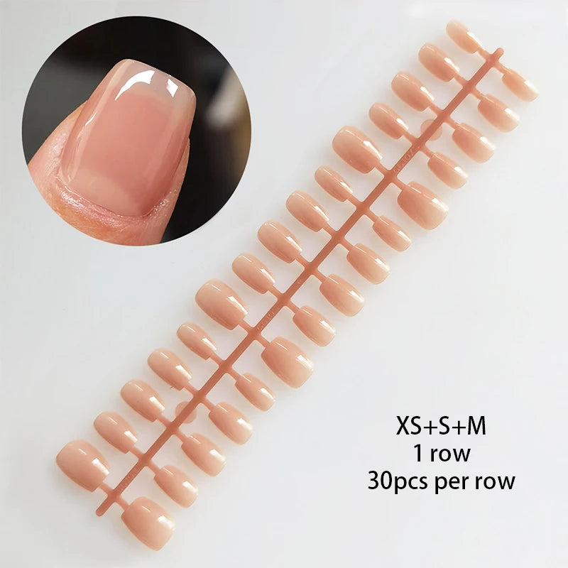 24Pcs/Set White French Press on Fake Nails Full Cover Artificial Wearable Nail Beauty Tips Naked French White False Nails Art