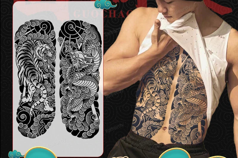 Angel Wings God Tattoo Stickers Realistic Juice Ink Semi Permanent Full Back Body Tattoo Temporary Lasting 2 Weeks Men Adult