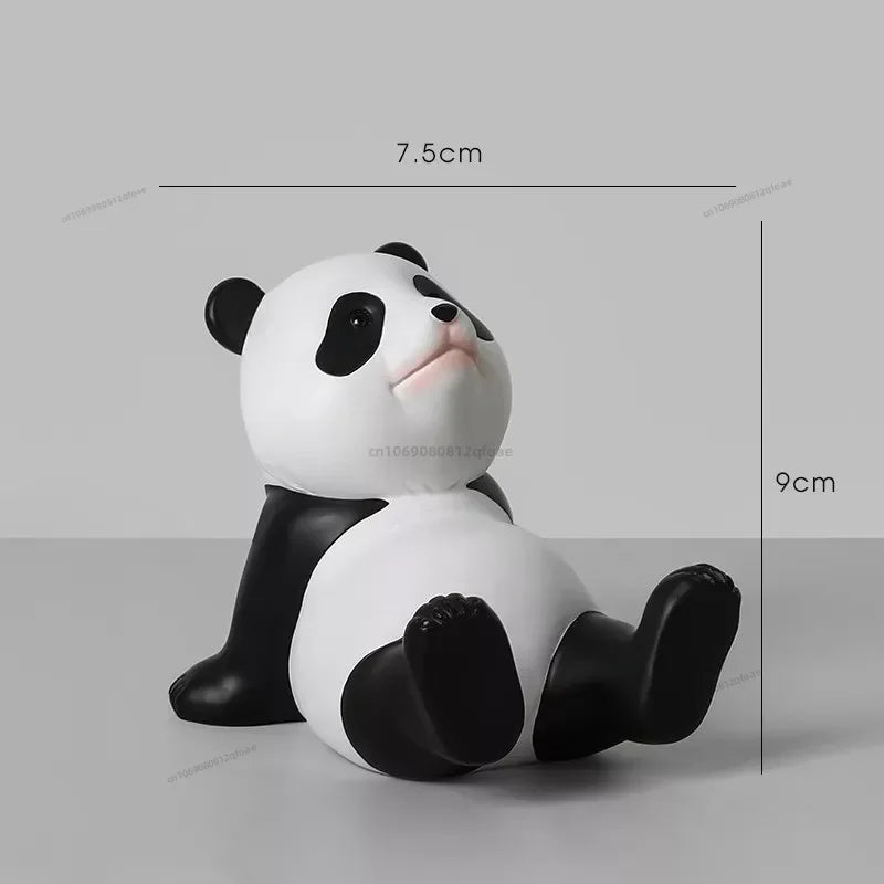 Cute Panda Phone Holder Cartoon Panda Mobile Phone Holder Universal Phone Bracket Panda Sculpture Statue Decor Resin Toy Gift