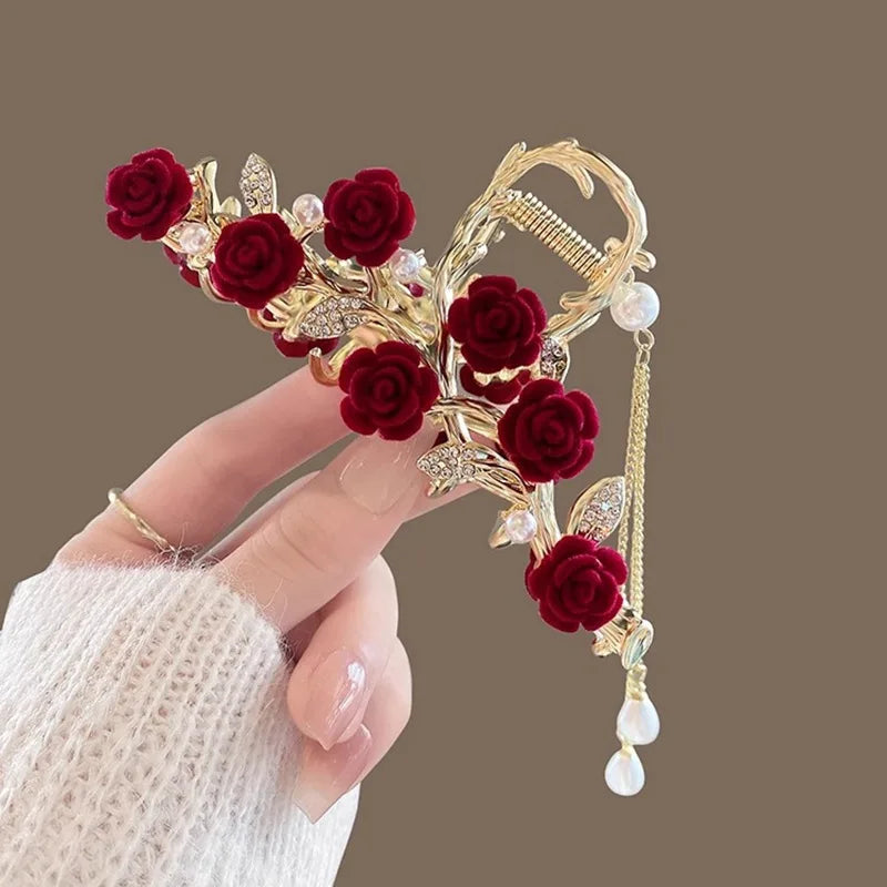Pearl Flower Tassel Hair Claw for Women Cute Sweet Hair Clip Girls Fashion Elegance Headdress Korean Exquisite Hair Accessoires