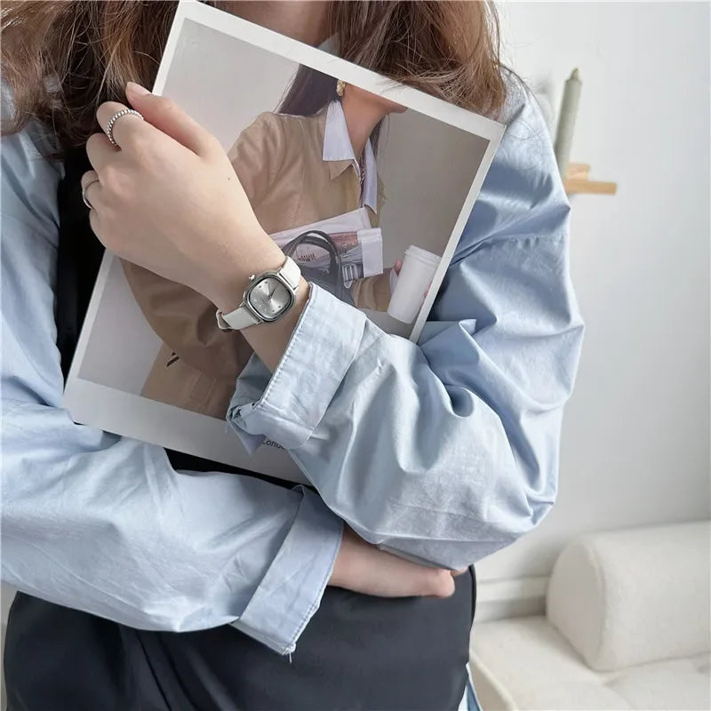 Luxury Women Quartz Watch Leather Strap Small Square Dial Green Watch Casual Fashion Versatile Vintage Wristwatches Dropshipping