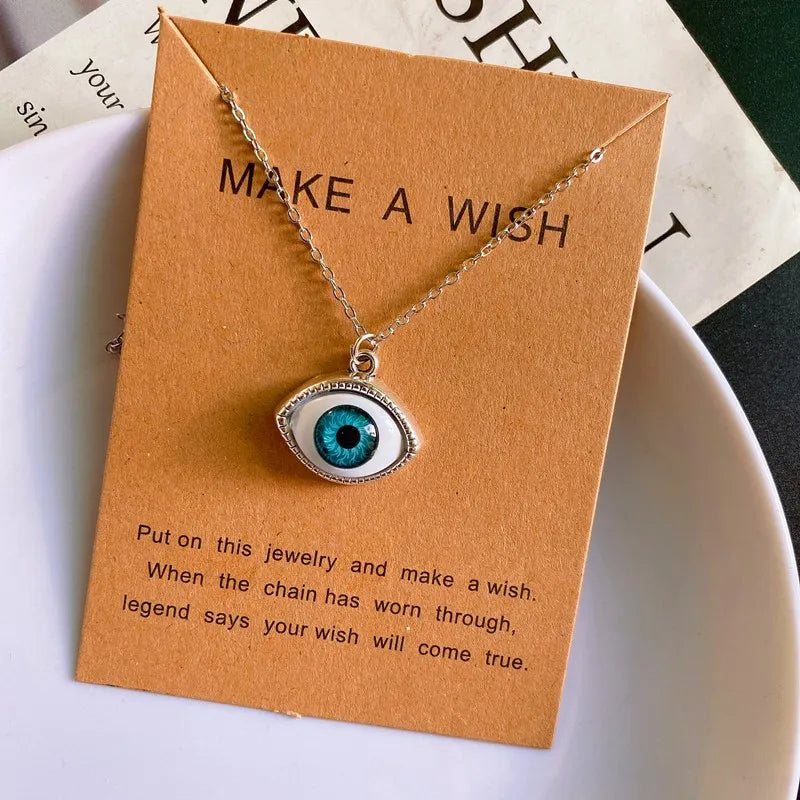 Color Turkey Eye Pendant Necklace for Women Men Fashion Luck Pendant Neck Jewelry Gift for Friend Wholesale