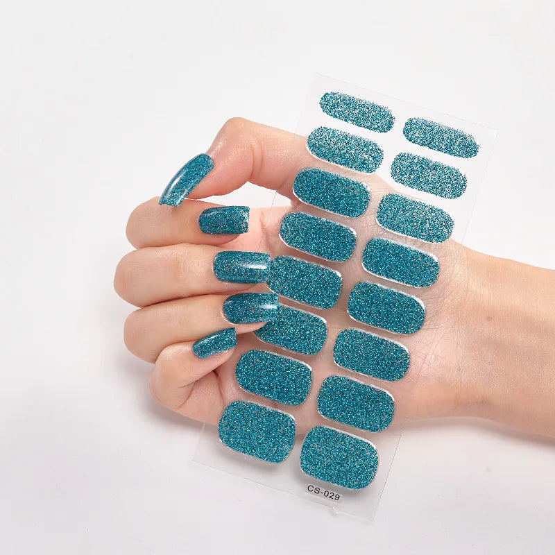 Baking Free Nail Stickers Wholesale Gradient glitter Nail Stickers Simple Waterproof Nail Sticker Full Color Solid Color Sticker
