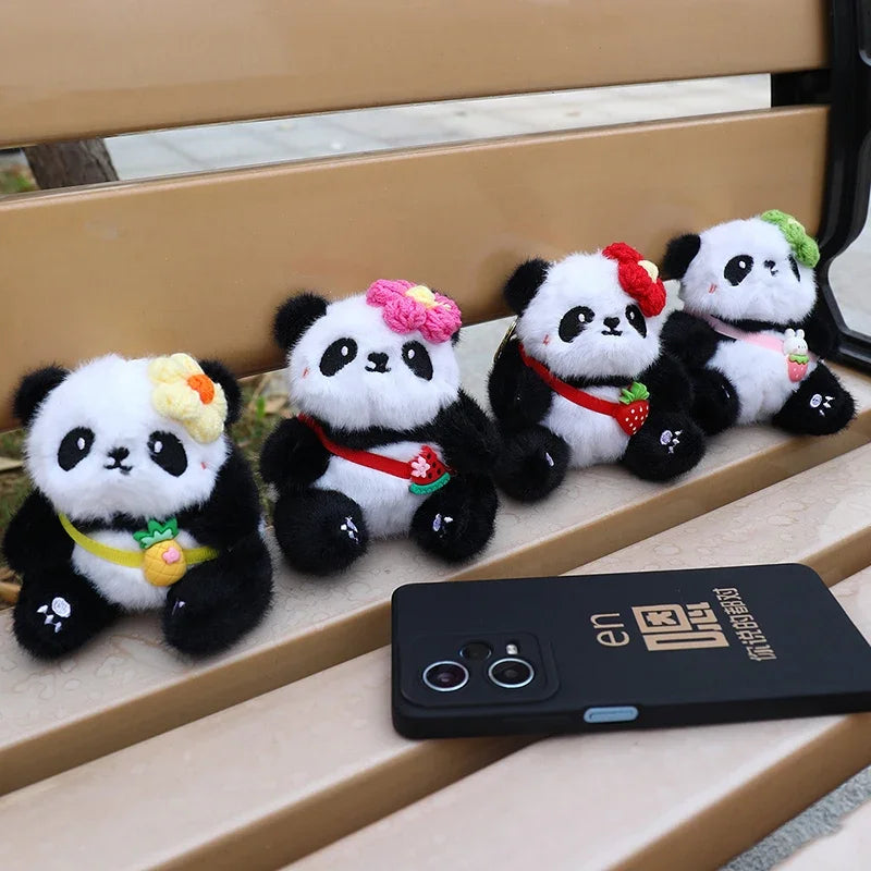 Cute Panda Plush Keychain Cartoon Kawaii Animal Soft Stuffed Doll Keyring Bag Pendant Charms Backpack Decoration Girls Gift