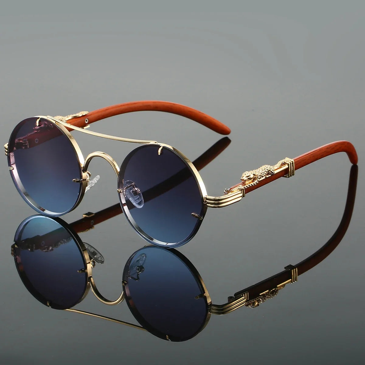 Retro Round Metal Sunglasses Fashion Pilot Gradient Driving Men's Shades Women Vintage Trendy Brand Design Sun Glasses