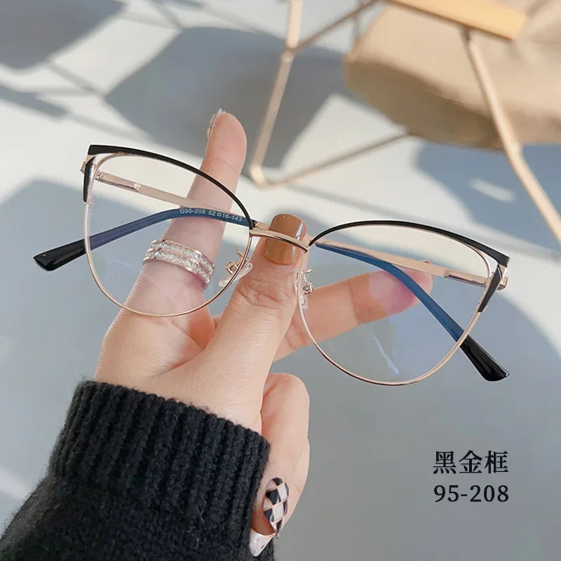 New Brand Design Retro Lady Cat Eye Glasses Frame Fashion Anti Blue Light Eyeglasses Computer Goggles Women Reading Glasses Men