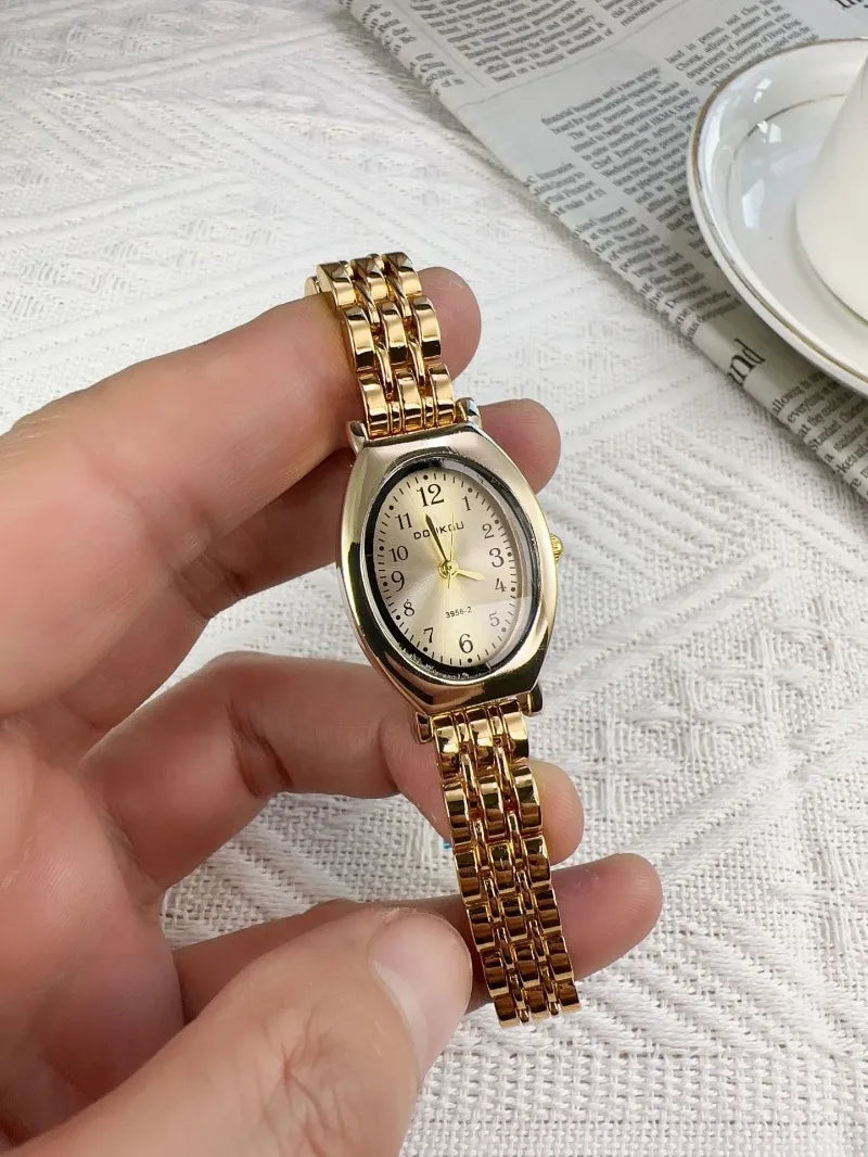 Brand Oval Watches for Women Ladies Gold Steel Strap Quartz Watch Simple and Fashionable Quartz Wristwatches Dropshipping