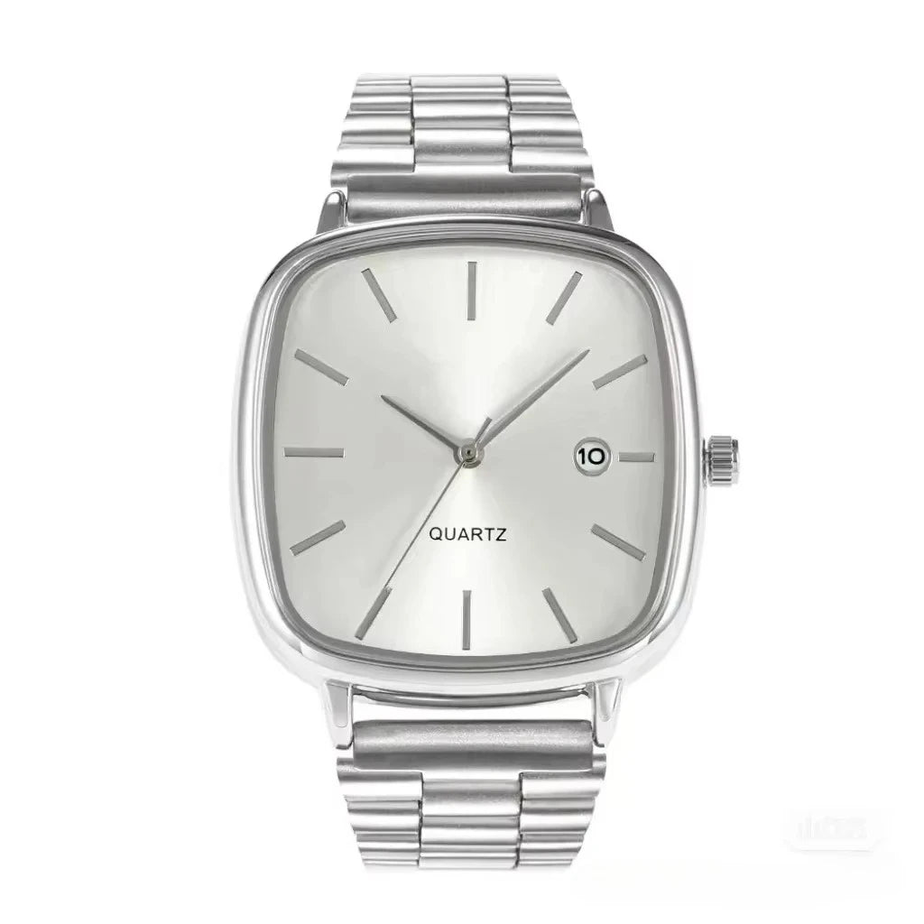 Famous Brand Men Watch Steel Strap Silver Color Calendar Quartz Watches Luxury Women Gift Wristwatch Dropshipping Clock