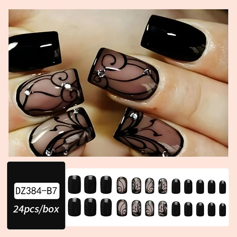 24pcs Short Matte Fake Nails For Women Cute Bride Red Blush French Tips Faux Ongles Press On False Nail Supplies No Jelly Glue