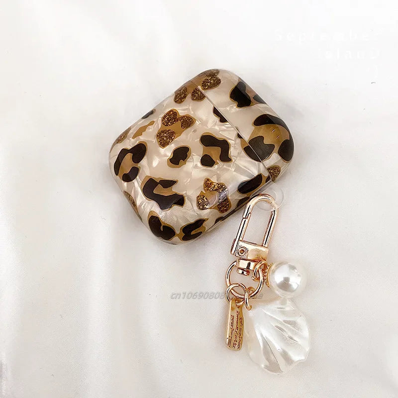 Pearl Earphone Cases For Airpods Pro 2 Leopard Pendant Headphone Protective Cover For Apple Airpod 3 Pro 2 1 3rd Generation Case