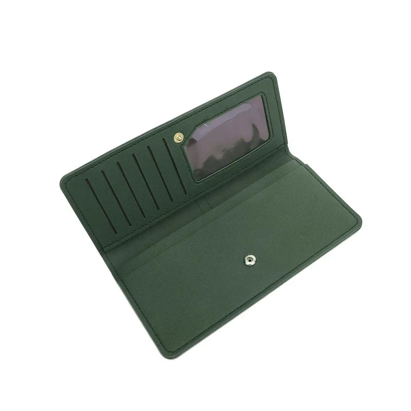 PU Leather Long Women Thin Wallets Large Capacity Female Coin Purses Hasp Clutch ID Credit Multi-Card Holder Money Bag Clip