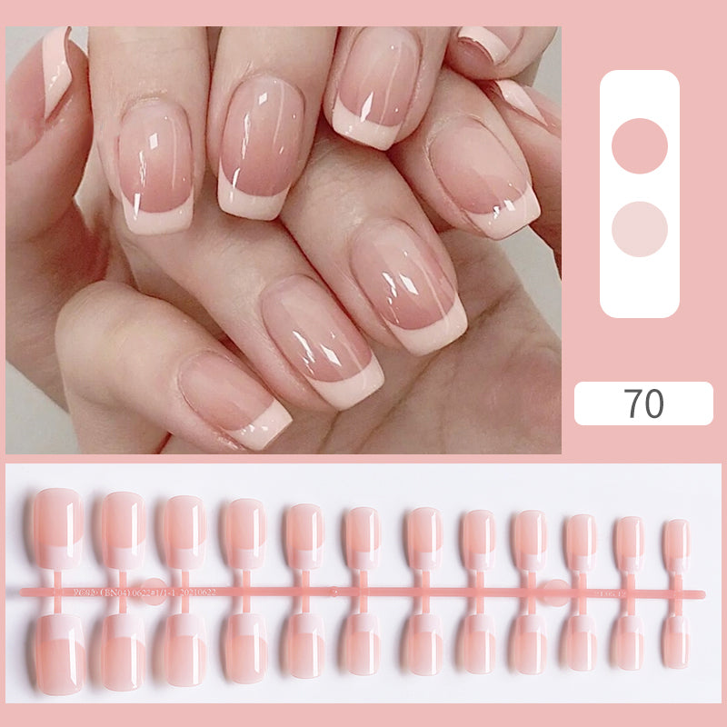 24pcs Short Matte Fake Nails For Women Cute Bride Red Blush French Tips Faux Ongles Press On False Nail Supplies No Jelly Glue