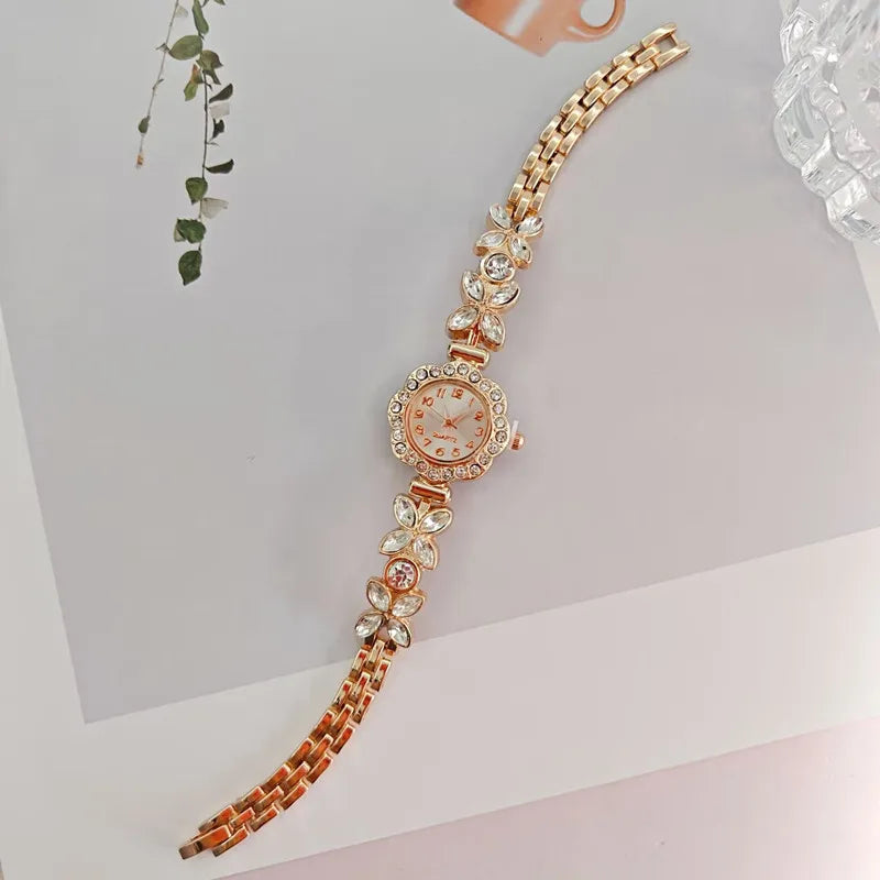 New Women Watch Wheat Ear Diamond Strap Quartz Watch Violet Petal Female Student Bracelet Wristwatch Relojes Para Mujer