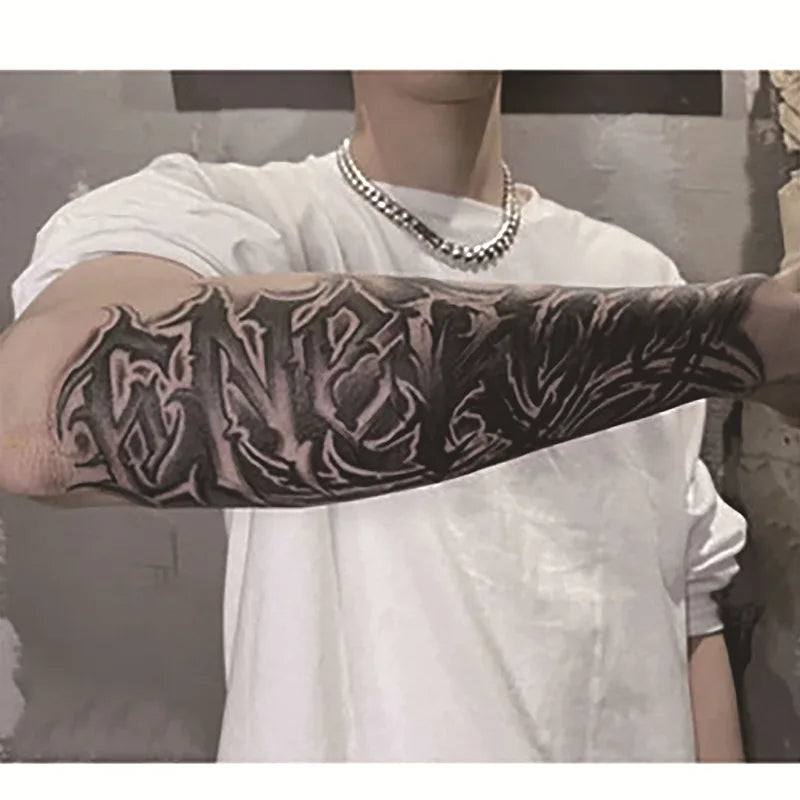 Long Lasting Temporary Tattoo Stickers Men Arm Sleeve Body Painting Juice Ink Fake Tattoo For Male Adult Semi Permanent Tattoos
