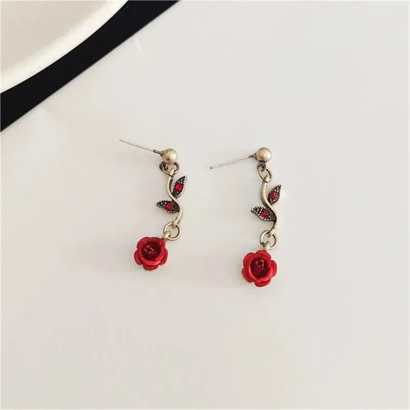 Luxurious Design Rose Flower Necklace Bracelet Earrings Set Elegant Women's Party Jewelry Accessories Valentine's Day Love Gifts