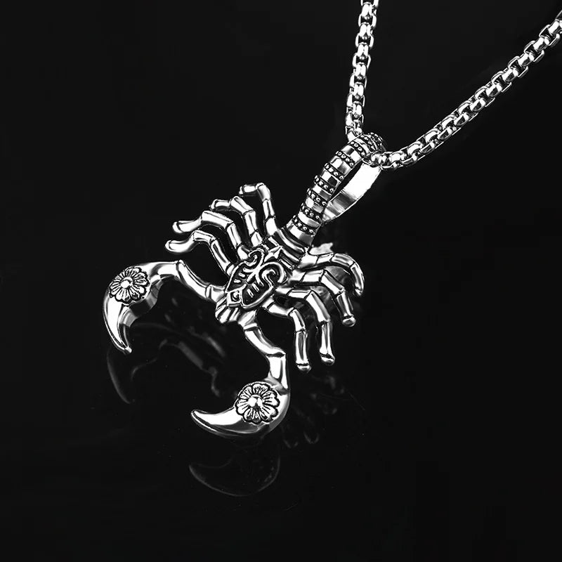 Hip Hop Rock Scorpion Pendant Necklace For Men Women Vintage Trendy Stainless Steel Insect Neck Chain Punk Cool Party Jewelry