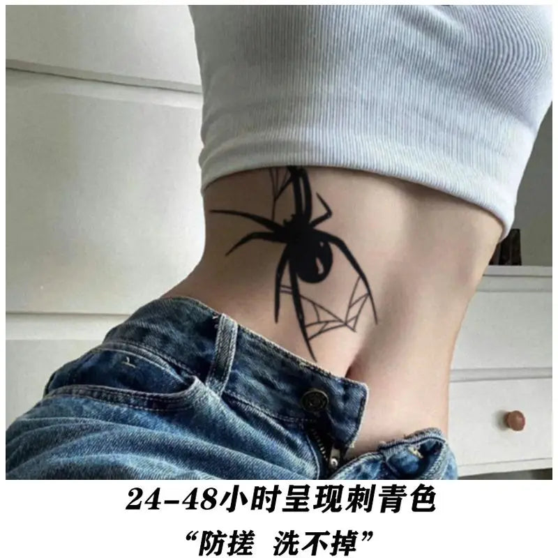 Sexy Tattoo Stickers for Woman Temporary Fake Goth Tattoos Waterproof Heart Tatto Lasting Spider Art Cool Herbal Juice Tattoo