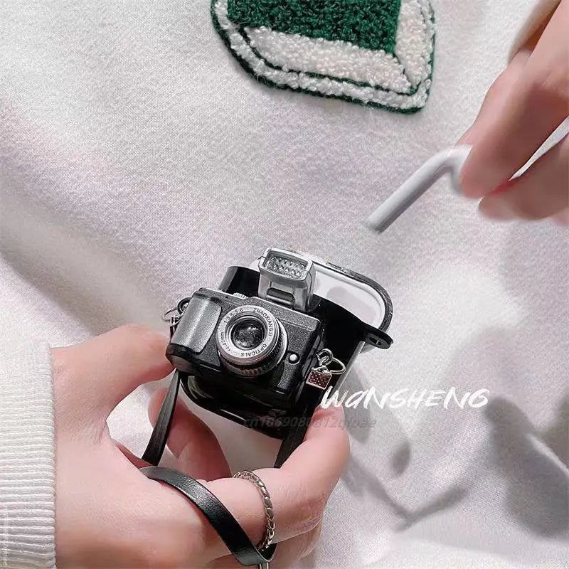 Earphone Cases For Apple Airpods 3 2 1 Pro Case Soft Silicone Headphone Case with Strap Camera Earphones Cover for Air Pods Case
