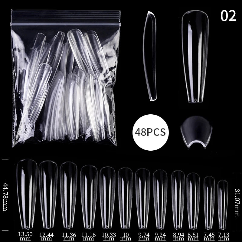 False Nail Tips Extension System Full Cover Sculpted Coffin False Fake Nail Tips DIY Practice Manicure Tools Quick Building Mold