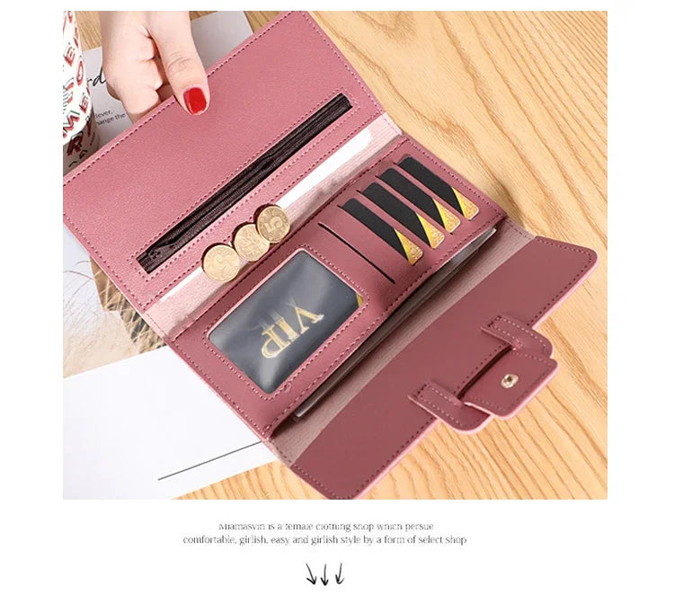 Women  Large Capacity Leather Wallet Cardholder Coin Purses Clutch Phone Credit Card Holder Ladies Luxury Bag
