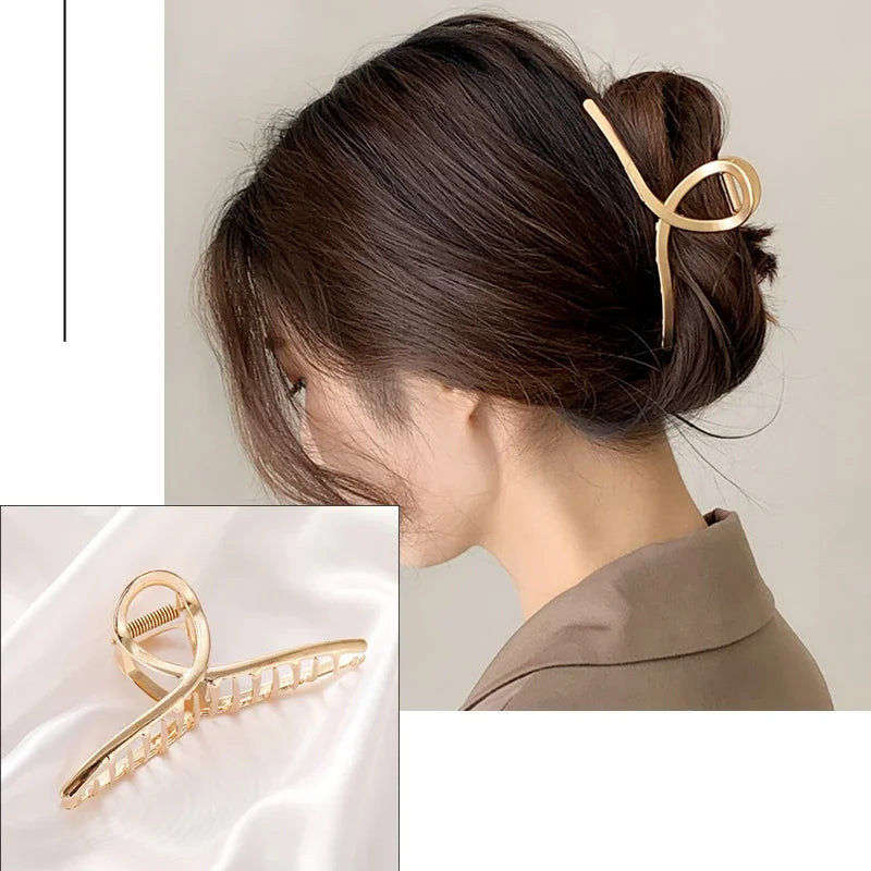 New Geometric Metal Hair Clips Elegant Gold Color Hair Claws for Women Vintage Hairpin Trendy Girls Hair Accessories