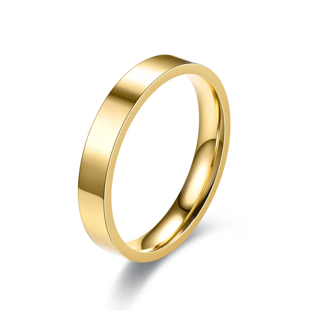 4mm Simplicity Flat Stainless Steel Rings Japanese Korean Fashion Glossy Titanium Steel Finger Rings Youth Boy Girl Jewelry Gift