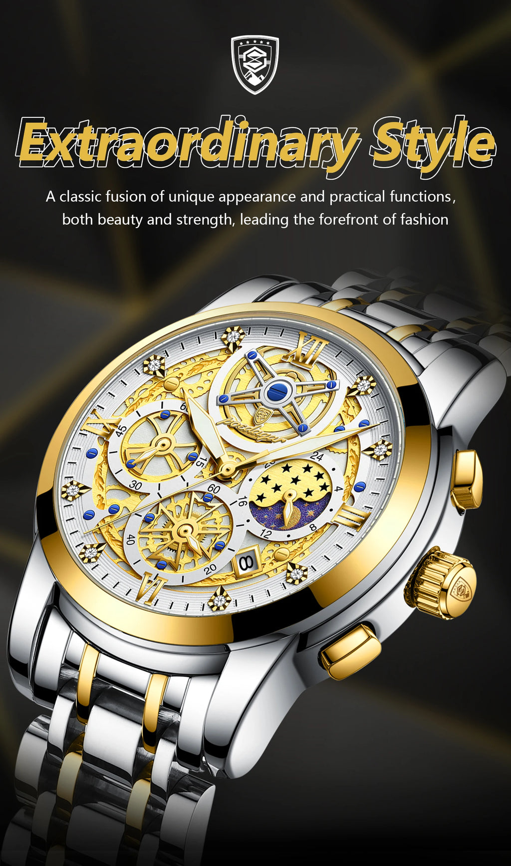 POEDAGAR Luxury Watch For Men Original Waterproof Luminous Date Man Clock Chronograph Stainless Steel Quartz Men's Watches Reloj